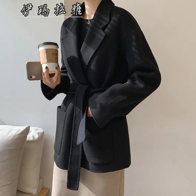 2025秋冬季新爆款羊绒毛呢大衣黑色西装外套短款小个子羊毛大衣女