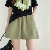 显瘦高腰阔腿宽松休闲速干运动热裤 大口袋工装 2025新款 女夏季 短裤