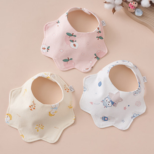 婴儿围嘴口水巾儿童吃饭围兜宝宝纯棉防水吐奶男加厚加大饭兜秋冬