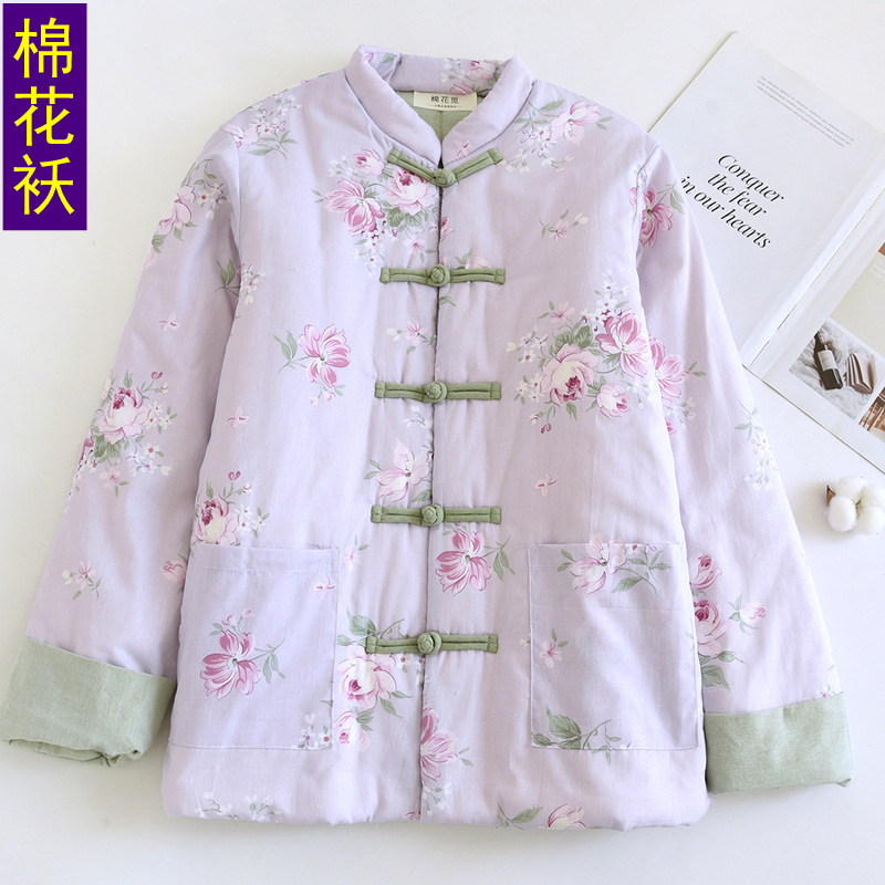 冬季手工花棉袄加厚保暖棉服