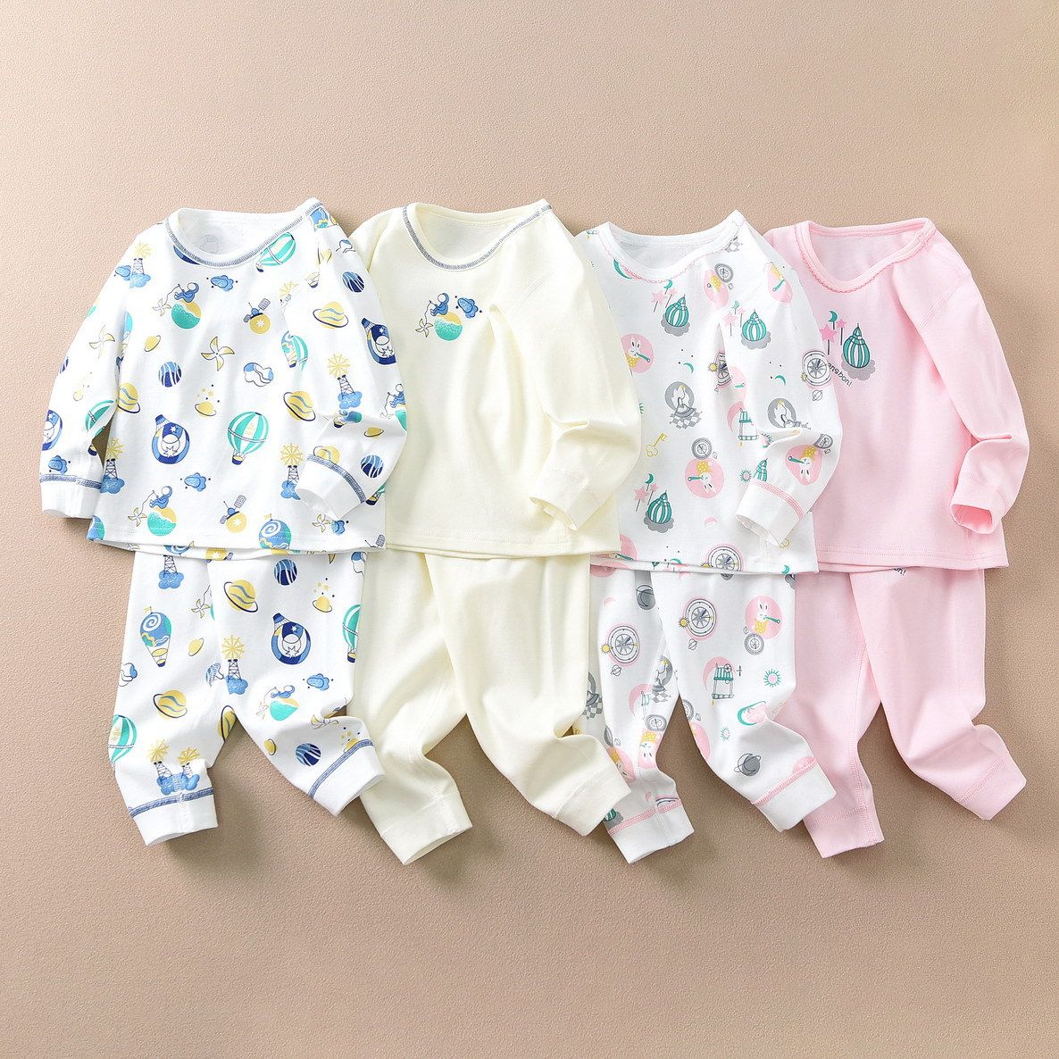 儿童纯棉秋衣裤男女孩内衣套装套装睡衣家居服纯棉磨毛保暖出口