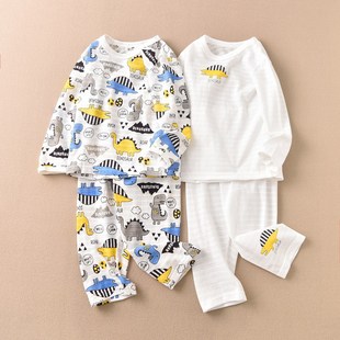 竹节棉薄款儿童秋衣秋裤家居服男孩套装大童跨境买家货源直销睡衣