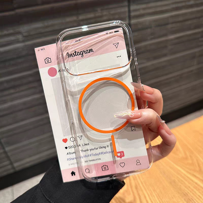 适用iPhone17promax手机壳新款15透明17pro硬壳14橙色细圈磁吸16promax高透不发黄苹果17高级感17Air超薄13