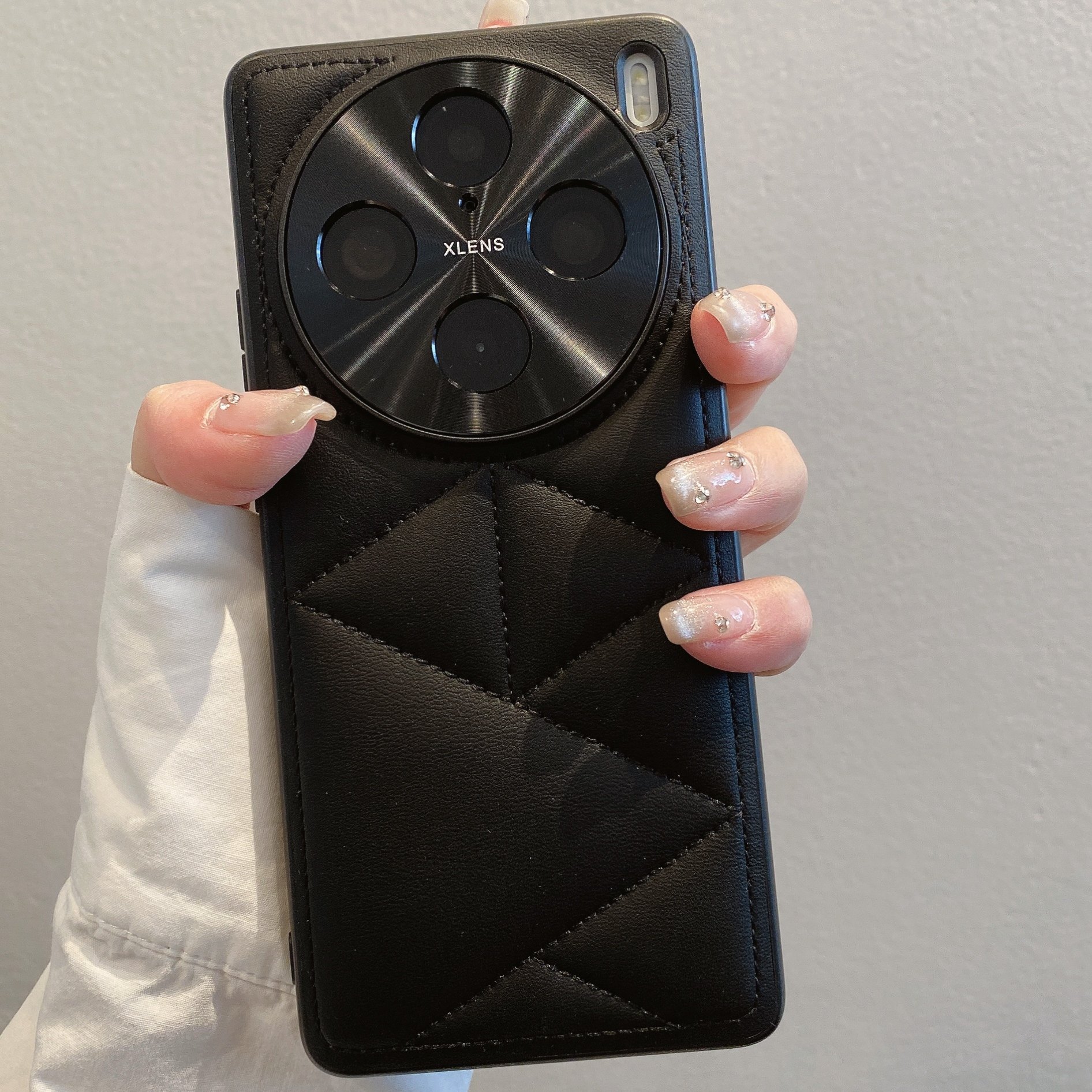 新款云朵素皮格纹壳适用于viovX100pro简约时尚小米14pro高级感HUAWEImate60华为Pura70pro男女手机保护套