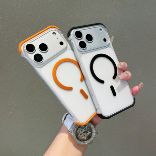 肤感磨砂适用于iPhone17promax无边框磁吸手机壳苹果16promax不沾指纹15/14Pro半包散热13情侣防摔12pm