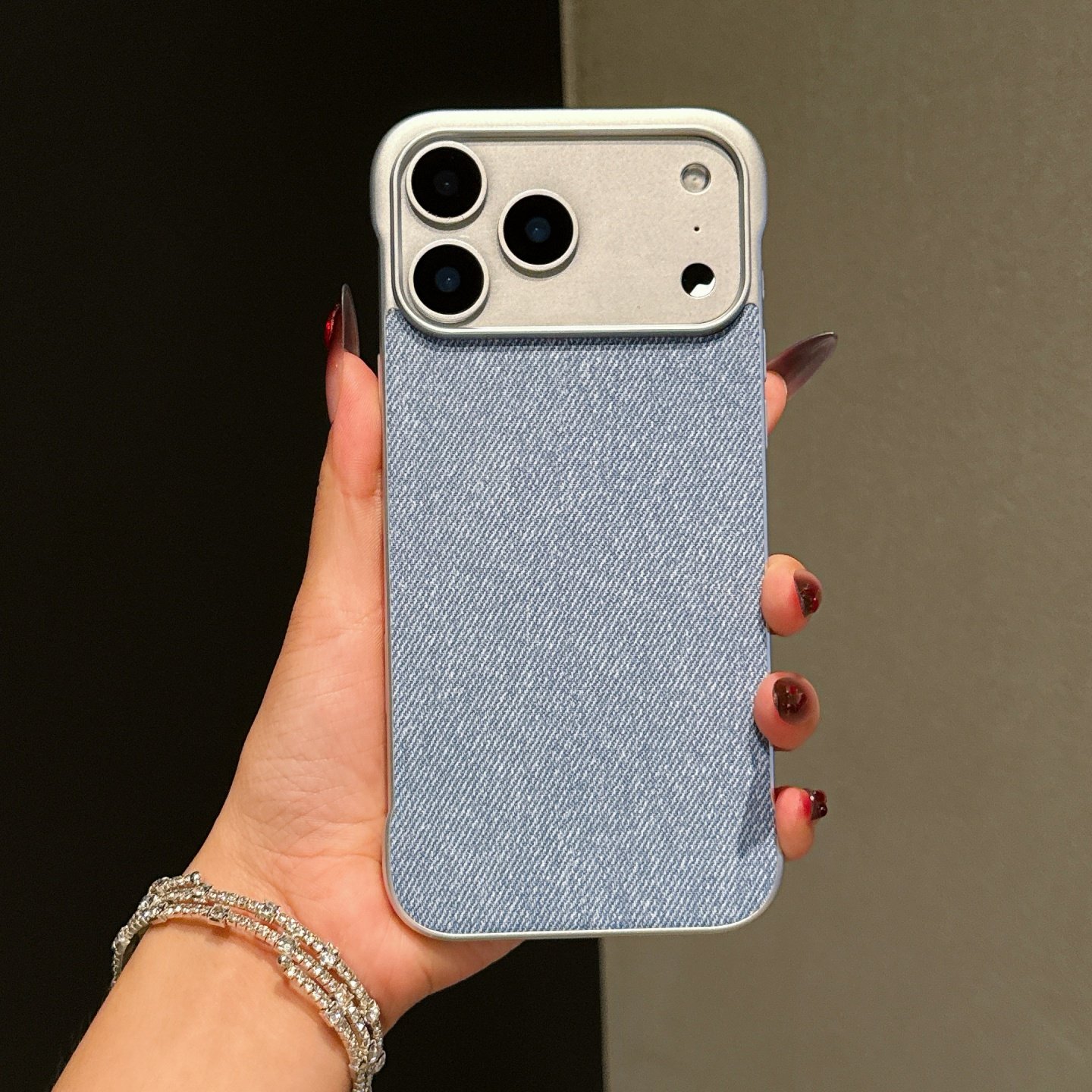 高级感毛麻布纹无边框适用苹果17promax手机壳新款超薄散热iPhone17高级感16Pro牛仔风15pm防摔保护套14男女