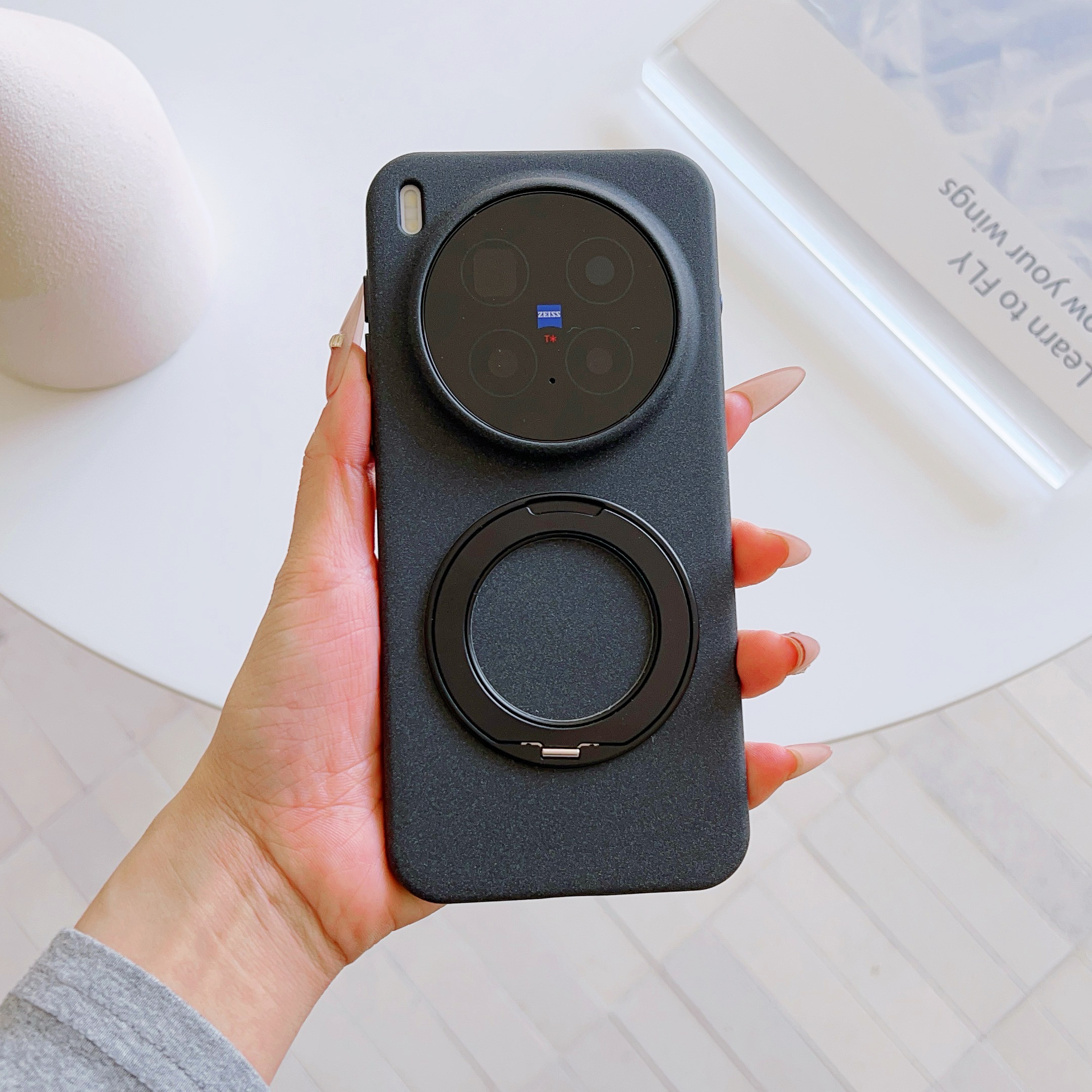 【耐脏款】适用于vivox300pro手机壳360旋转支架高级感x300不沾指纹全包防摔x300UItra情侣时尚磨砂颗粒感