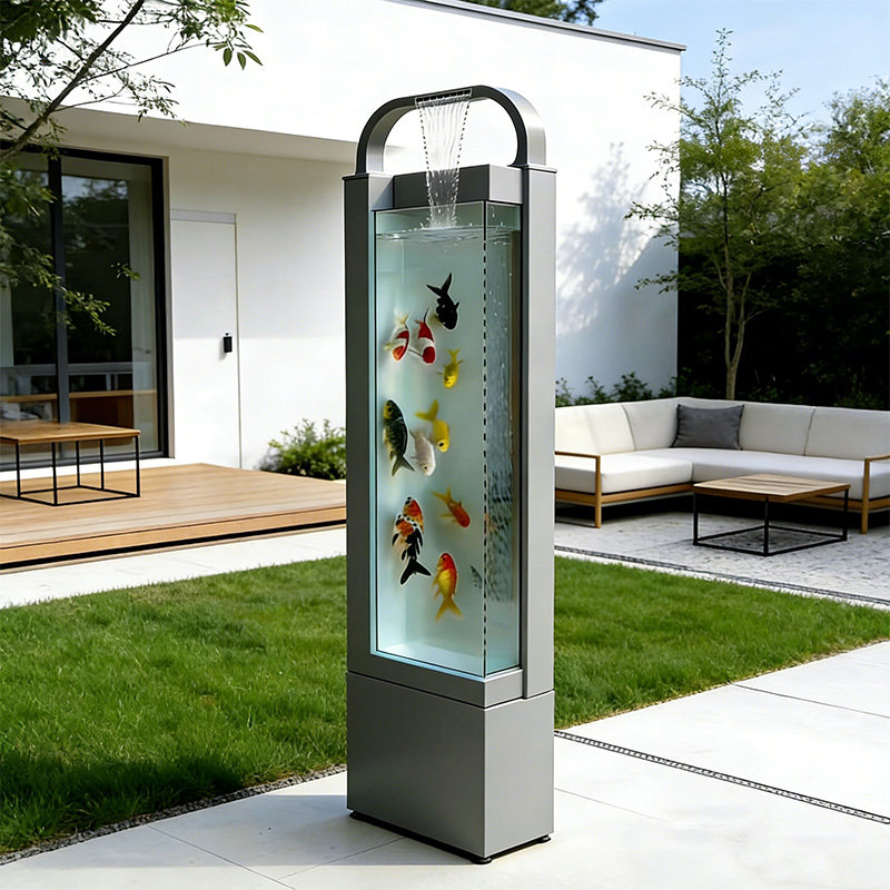 天水来阳台不锈钢鱼池花箱金属流水摆件室外露台庭院鱼池水景瀑布