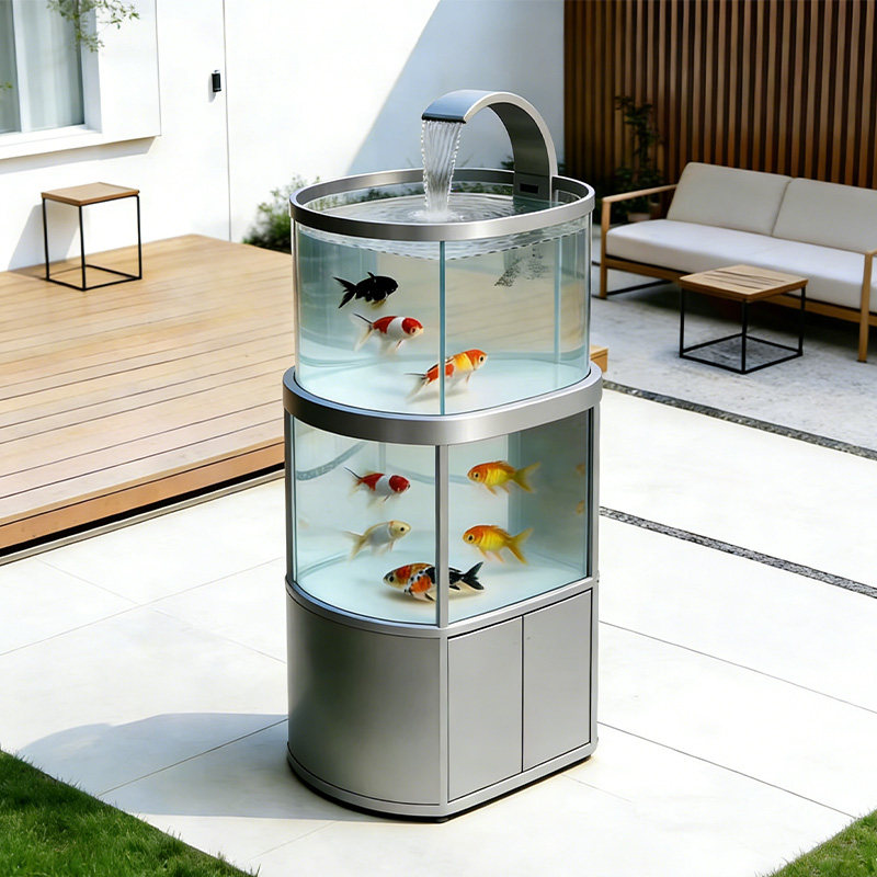 水天一线阳台不锈钢鱼池花箱金属流水摆件室外露台庭院小水景瀑布