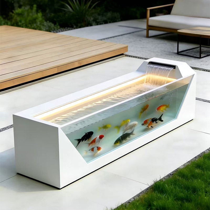 玉衣池阳台不锈钢鱼池花箱金属流水摆件室外露台庭院水景瀑布