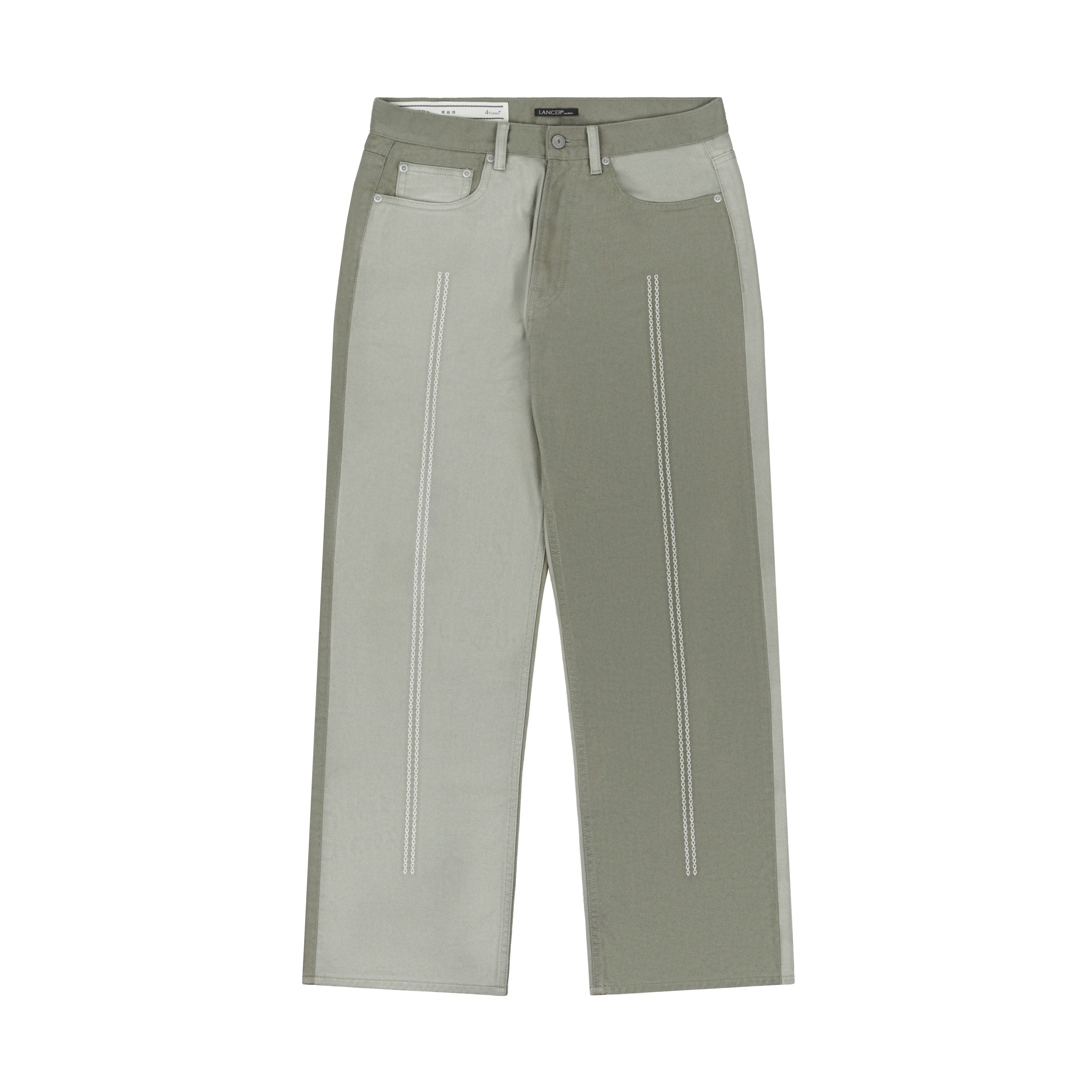 LANCER兰寺绣花宽松牛仔长裤