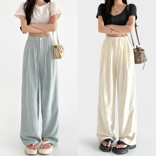 高腰显瘦休闲宽松直筒冰丝垂感阔腿裤 奶芙西装 2026新款 女夏季 子 裤