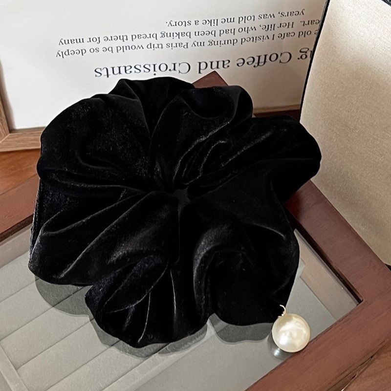 秋冬黑色珍珠丝绒大肠发圈女高级