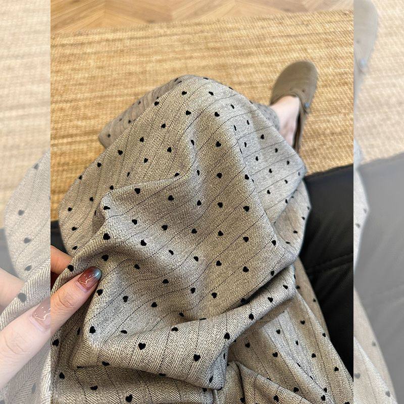 复古爱心波点休闲裤女2025年秋冬季条纹小个子高腰宽松直筒阔腿裤,女装/女士精品,休闲裤,淘宝优惠券,粉丝福利购,淘宝优惠卷