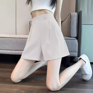 高腰西装 冰丝垂感阔腿五分裤 短裤 黑色休闲薄款 女a字显瘦中裤 夏季