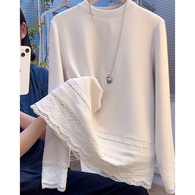 套头圆领长袖T恤女2025春秋新款