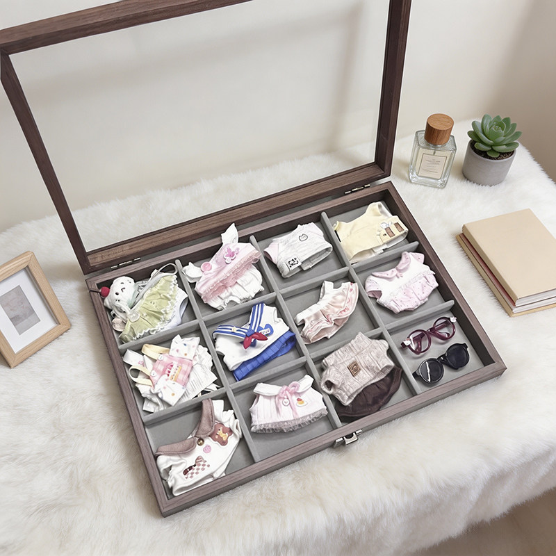 实木娃衣收纳盒10cm/OB11展示盒图片