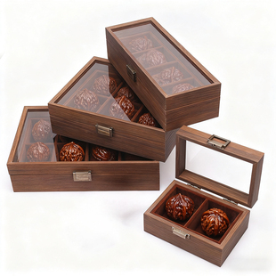 防尘高档文玩核桃收纳盒文玩手串收纳盒多层大容量桌面展示摆放盒