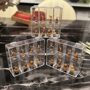 桌面透明文玩葫芦收纳盒分格展示盒办公整理盒小物件收纳神器摆件