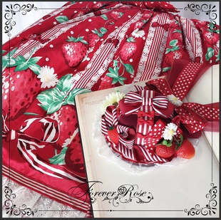 永恒蔷薇 原创手作 甜甜的夏日草莓小礼帽 Lolita ap摘草莓 多色