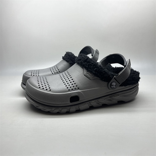 外贸加绒洞洞棉拖鞋男士保暖秋冬季外贸大码潮毛绒棉鞋室内外包头