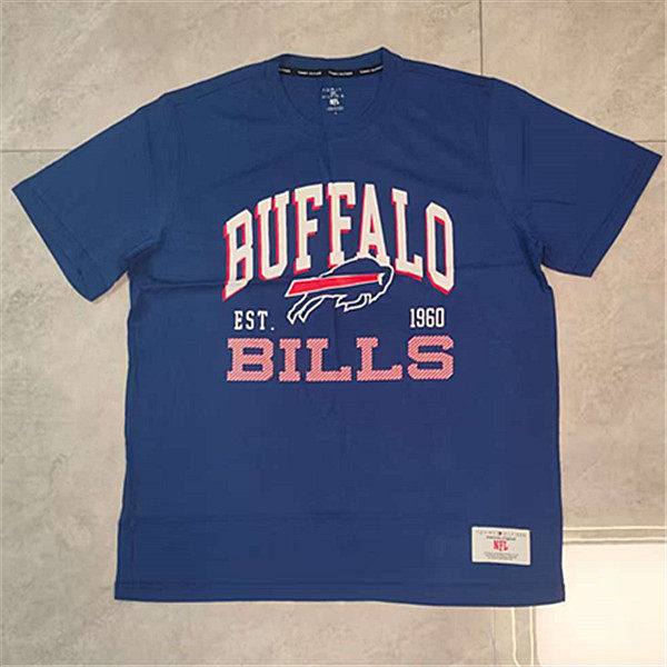 外贸余货T-OMMY-H美橄榄球球徽标印花运动休闲圆领短袖布法罗比尔