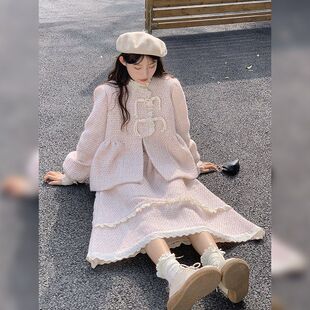 芝士小香风复古温柔风短外套秋冬季新款百搭半身裙套装甜美两件套