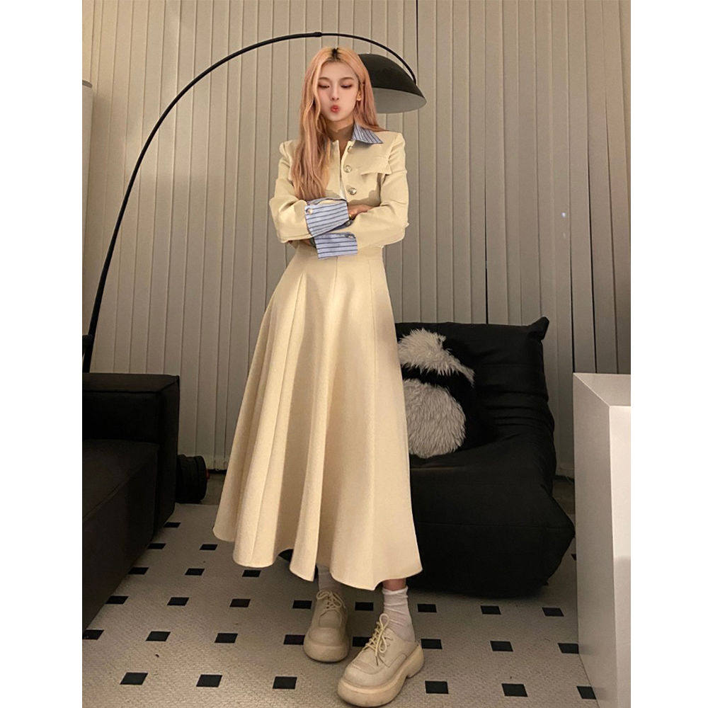 奶杏色显白套装春季西装外套女气质半身裙长短款两件套时尚套装图片
