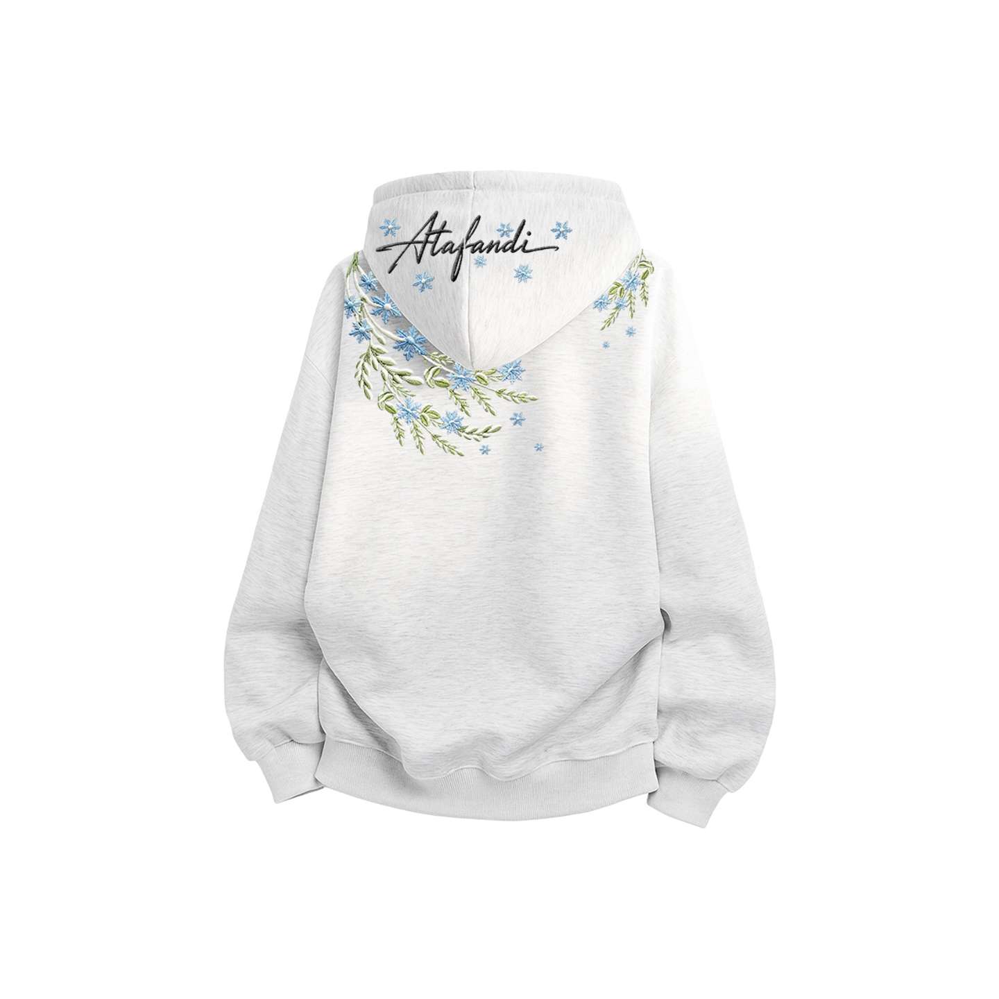 TLDB American High Street Ice and Snow Plant Snowflake Handwritten Floral Signature Letters Atmosphere Casual Hoodie Sweatshirt