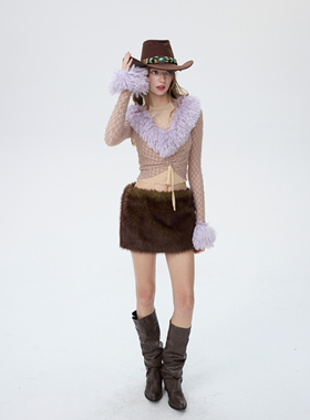 MildRate原创 可脱卸毛领挂脖假两件长袖上衣打底秋冬新款