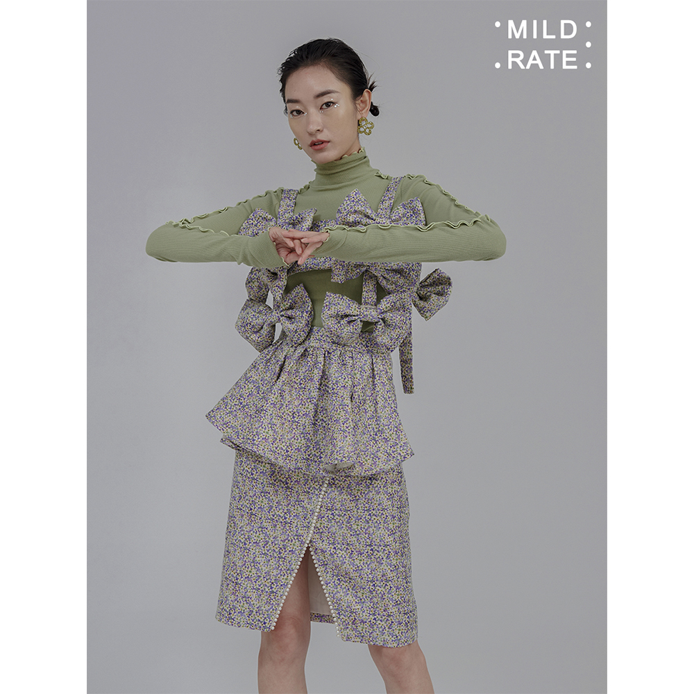 MILDRATE原创提花面料珍珠半身裙