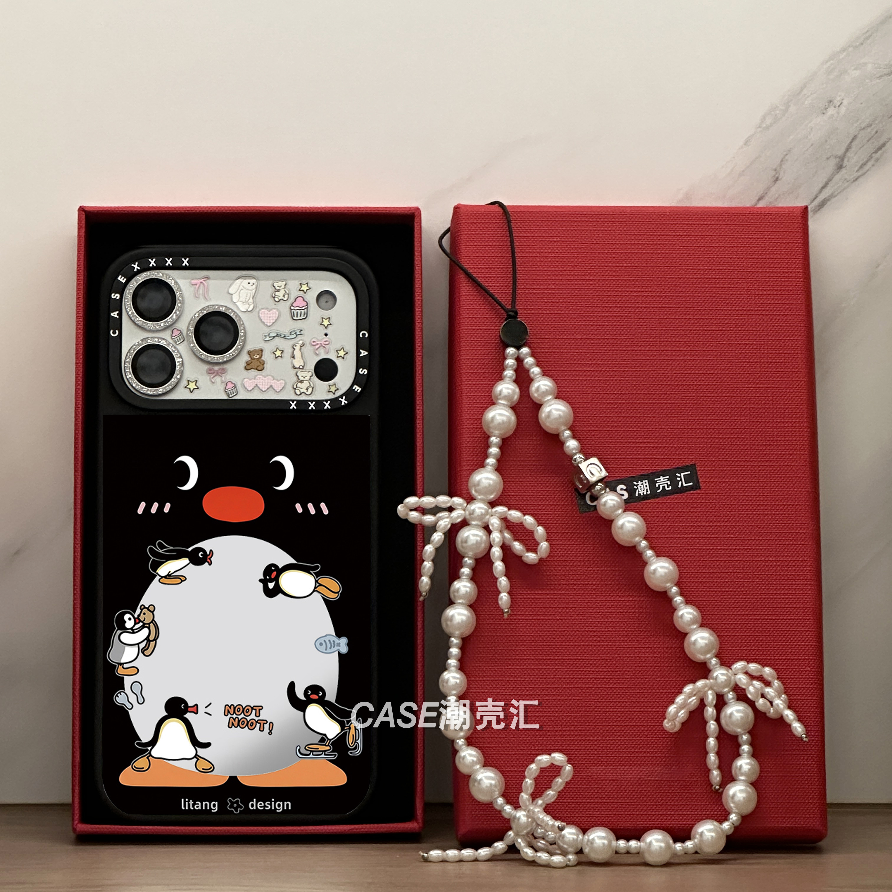 可爱Pingu企鹅镜面手机壳适用苹果17promax手机壳iPhone16promax保护套15pro全包防摔14可爱CASEXXXX手机壳图片