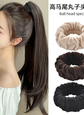 【2.7万人好评】高马尾丸子头发圈粗头绳女夏季黑色高弹力耐用无