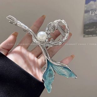 人鱼尾~超大号金属发夹女后脑勺2023新款发量多鲨鱼夹高级感抓夹