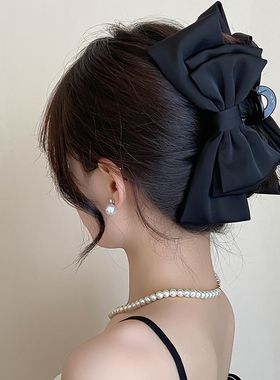 黑色蝴蝶结抓夹大号高级感公主头发夹头饰气质女盘发鲨鱼夹子发卡