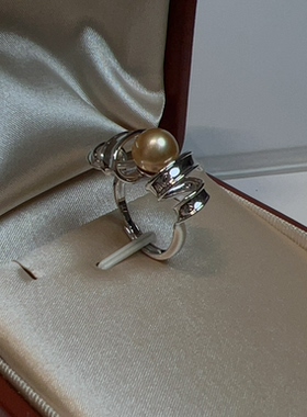 Ann jewelry 925银针小众设计感珍珠戒指女简约时尚个性