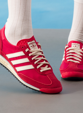 阿迪达斯女鞋2025秋季新款红色复古德训鞋透气休闲运动鞋IE3475