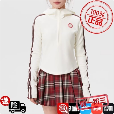 Adidas阿迪达斯马年新年款女款连帽半拉链修身卫衣KH2714 KG3457