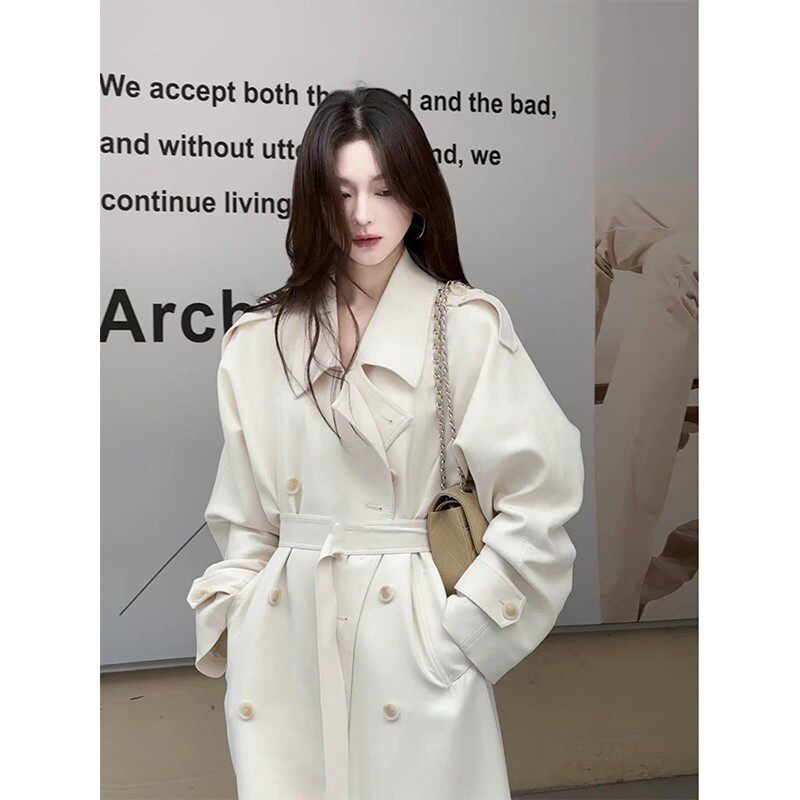 Benvi流行风度大气白色中长款风衣2025新款欧若风气质大衣外套 - 衣你所愿二店出品