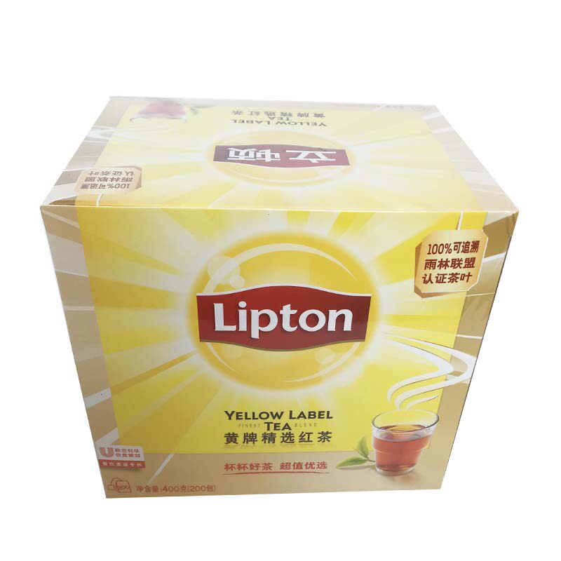立顿黄牌精选红茶包S200包400g实惠装斯里兰卡红茶叶2g袋泡茶办公