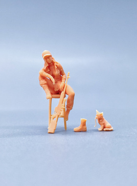 SuperGe1/64白模人偶长发军装脱鞋酷女生素模直接上色S346