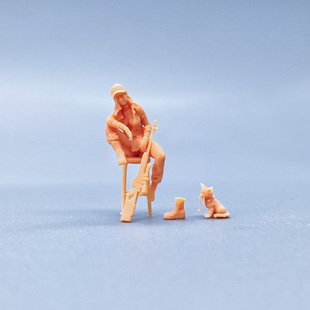 SuperGe1/64白模人偶长发军装脱鞋酷女生素模直接上色S346