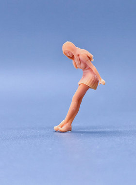 SuperGe1/64白模人偶长发短裙长腿坐姿女孩素模直接上色S903