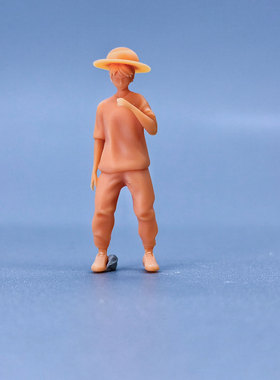 SuperGe1/64白模人偶草帽男卡通脸素模直接上色T230