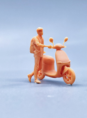 SuperGe1/64白模人偶推摩托电车的男生gogoro素模S647 S648