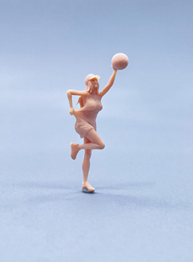 【嗯哼模型】现货1:64人偶1:43微缩白模接篮球的女孩 W418