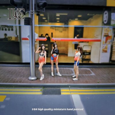Lucky Studio  1/64人偶 短裤女孩 三人组 收藏 微缩场景