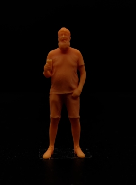 SuperGe1/64白模人偶喝酒吐舌胡须男素模直接上色T613