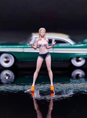 Wx-Made 1/64人偶 Rock手势女 热裤 爱心 手涂微缩 收藏摆设