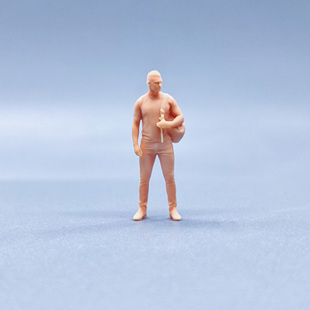 【嗯哼模型】1:64人偶1:43微缩白模 站姿 背包壮实短发男 V824